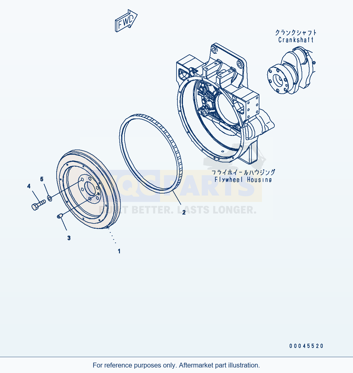 Komatsu WA470-6 Aa Engine — Flywheel parts diagram