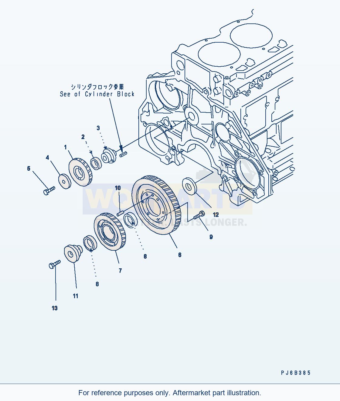 Komatsu WA470-6 Aa Engine — Idler Gear parts diagram