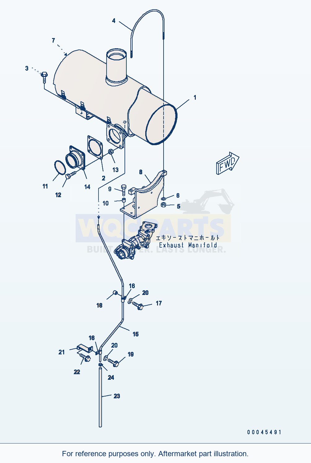 Komatsu WA470-6 Aa Engine — Muffler parts diagram