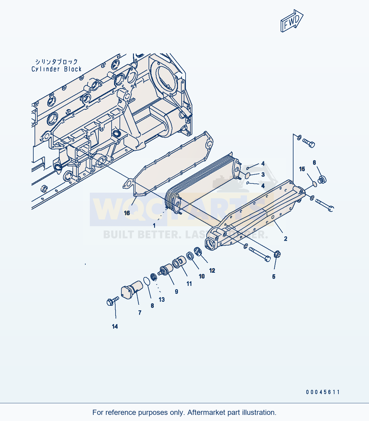 Komatsu WA470-6 Aa Engine — Oil Cooler parts diagram
