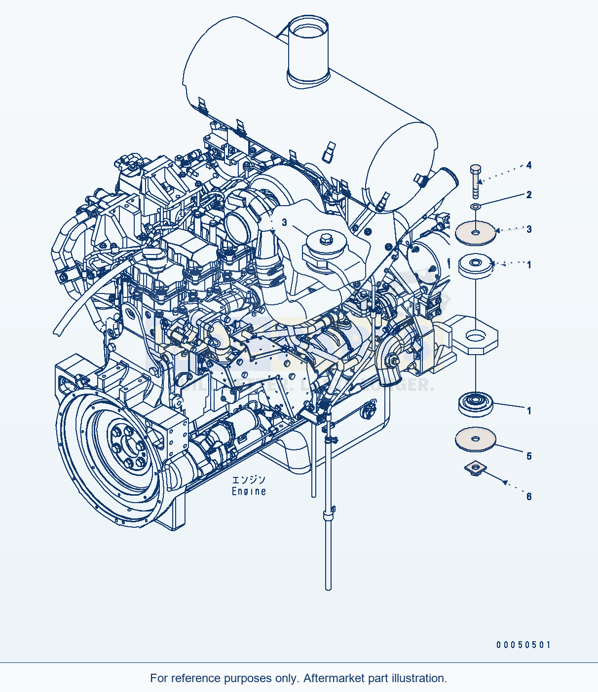 Komatsu WA470-6 B0 Engine Related Parts — Engine Mount parts diagram