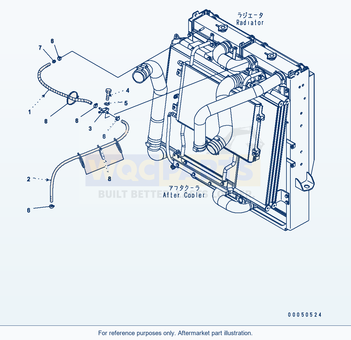 Komatsu WA470-6 C0 Cooling System — Radiator (Bend) parts diagram