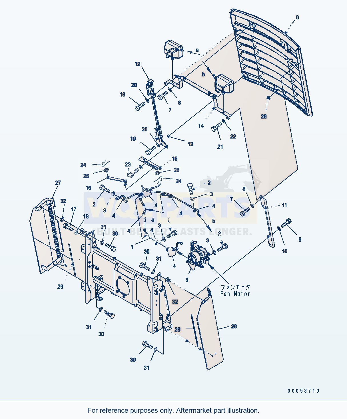 Komatsu WA470-6 C0 Cooling System — Radiator (Grill) parts diagram