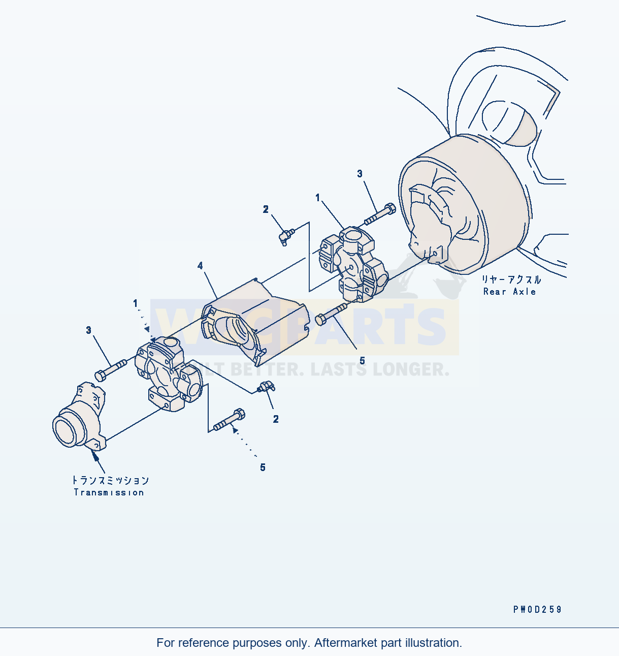 Komatsu WA470-6 F0 Transmission — Drive Shaft (Rear) parts diagram