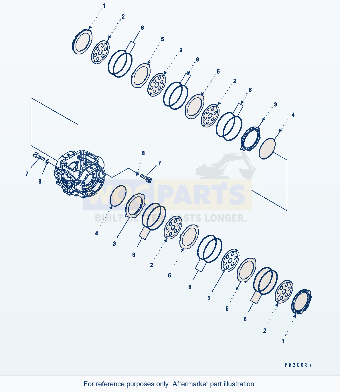 Komatsu WA470-6 F0 Transmission — Rear Axle (Brake) parts diagram