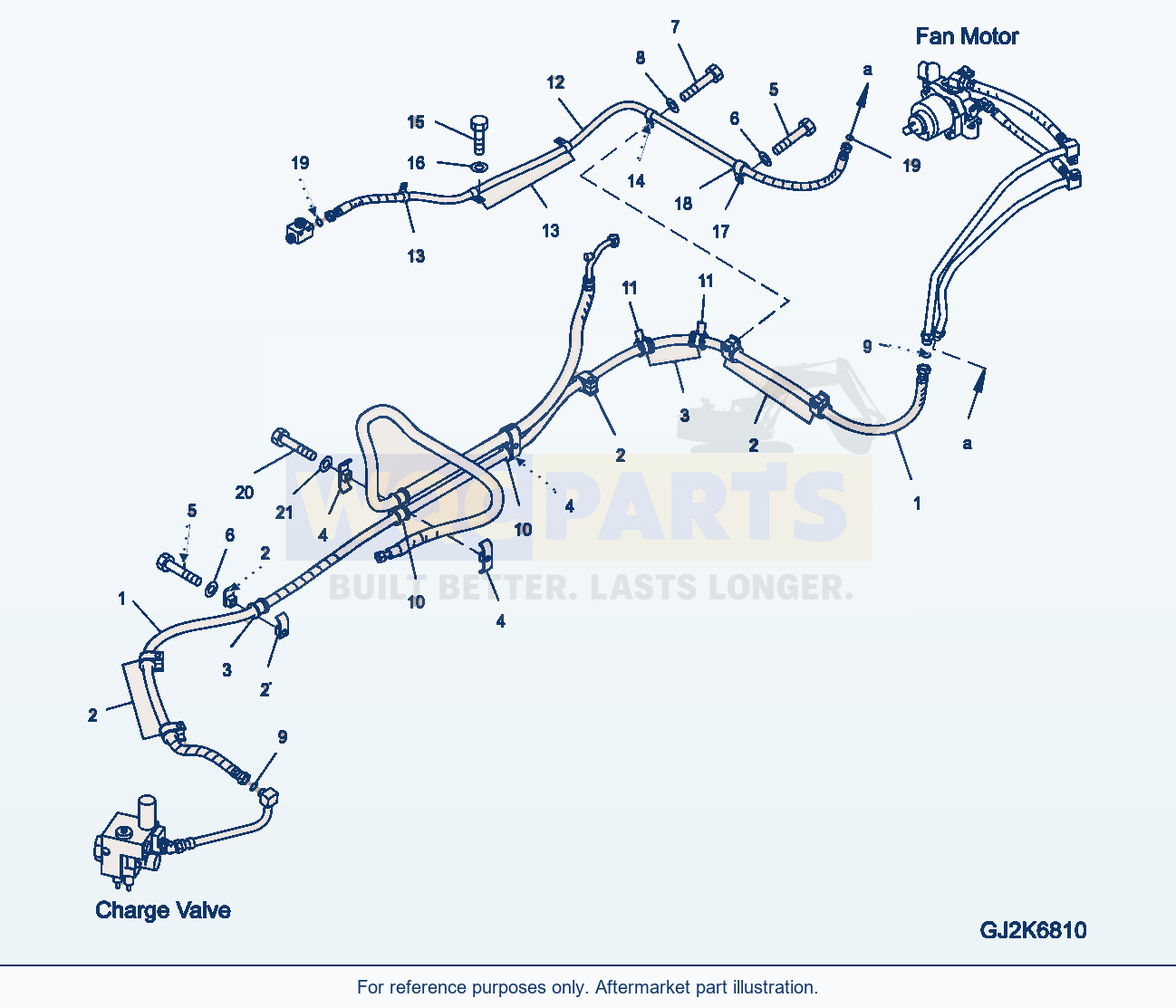 Komatsu WA470-6 H0 Hydraulic System — Fan Drive Piping parts diagram