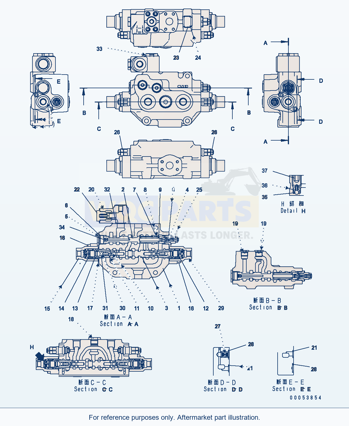 Komatsu WA470-6 H0 Hydraulic System — Steering Deamand Valve parts diagram