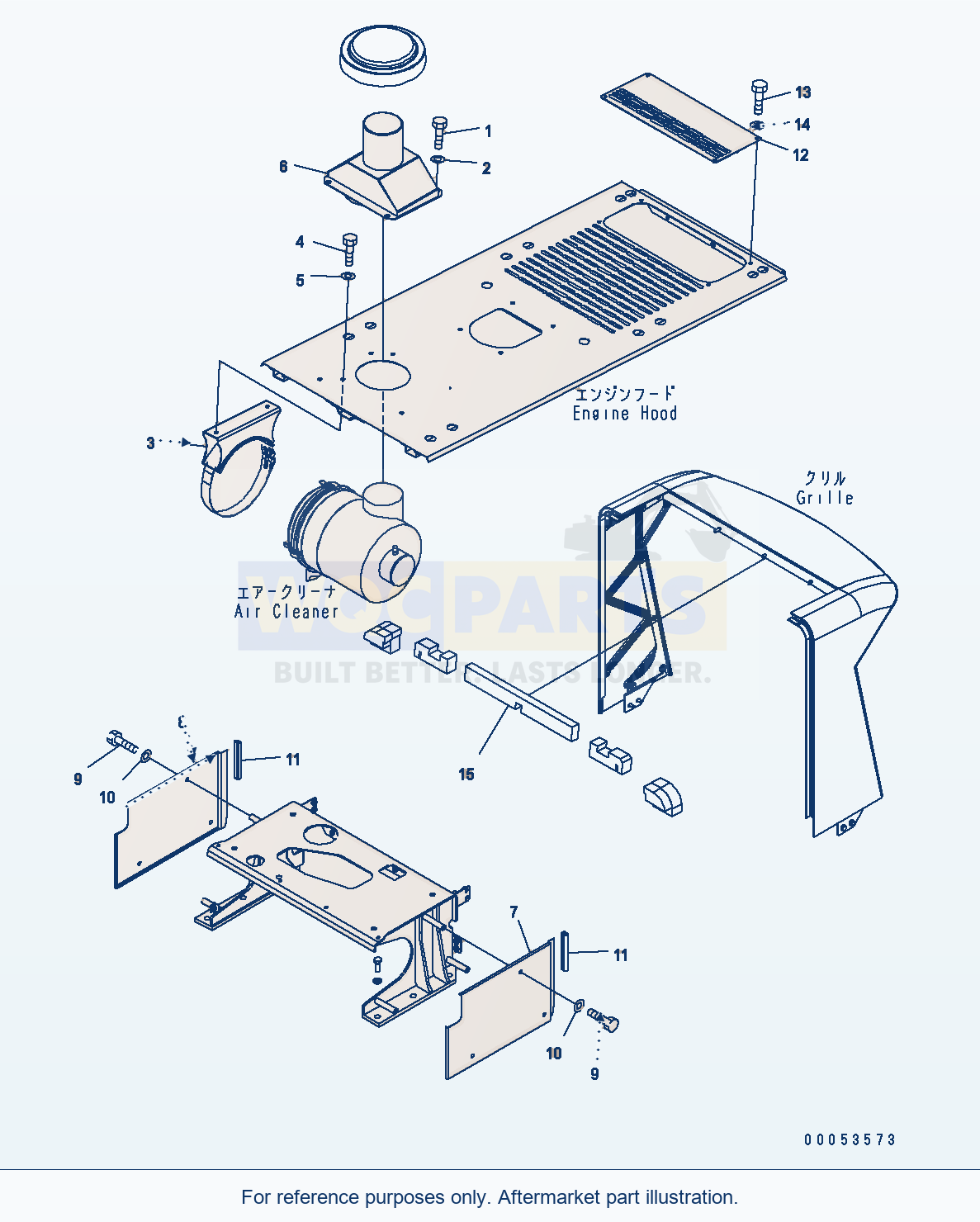 Komatsu WA470-6 M0 Guard — Hood (Air Cleaner) (Tank Cover) parts diagram