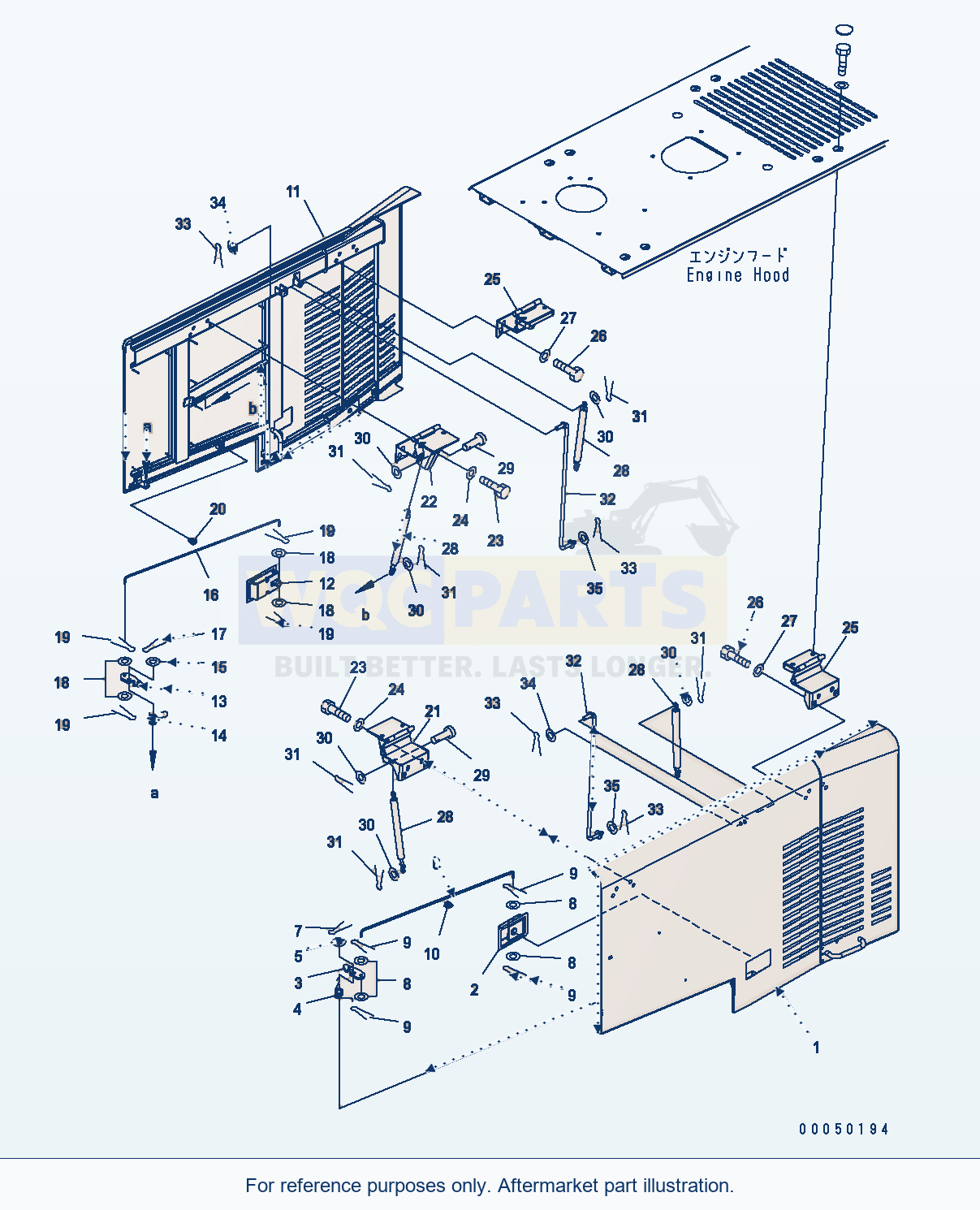 Komatsu WA470-6 M0 Guard — Hood (Door And Gas Spring) parts diagram