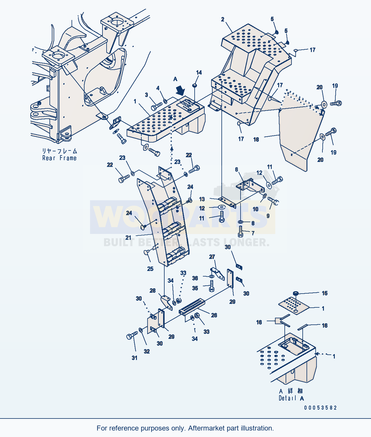Komatsu WA470-6 M0 Guard — Ladder (Fix) (Floor Lhs) parts diagram