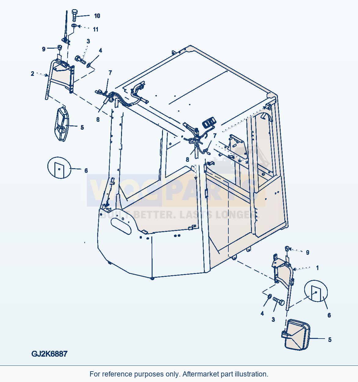 Komatsu WA470-6 M0 Guard — Mirror (Convex) parts diagram