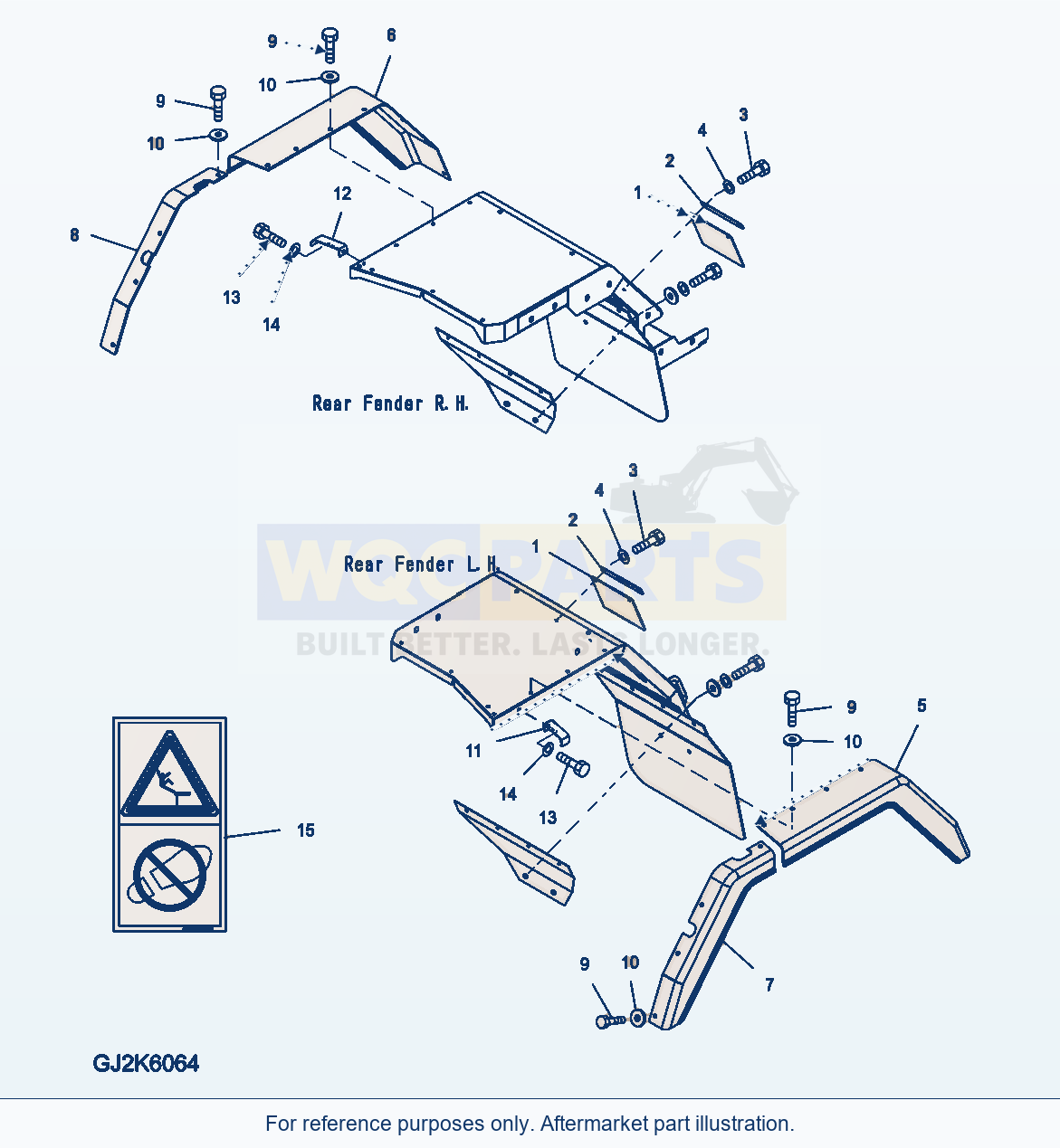 Komatsu WA470-6 M0 Guard — Rear Fender (Rubber And Cover) parts diagram