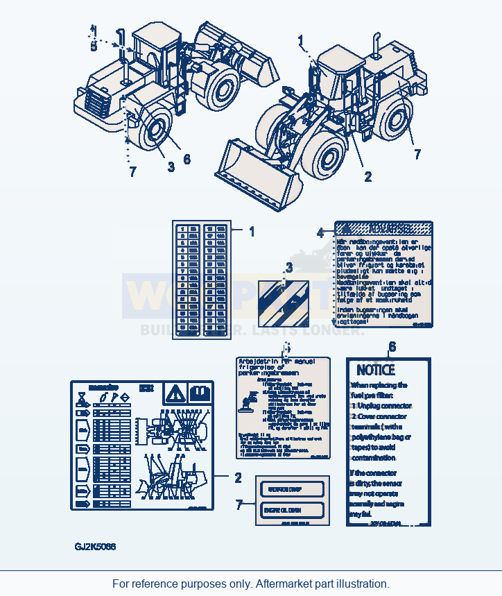 Komatsu WA470-6 U0 Marks And Plates — Decal (Danish) parts diagram
