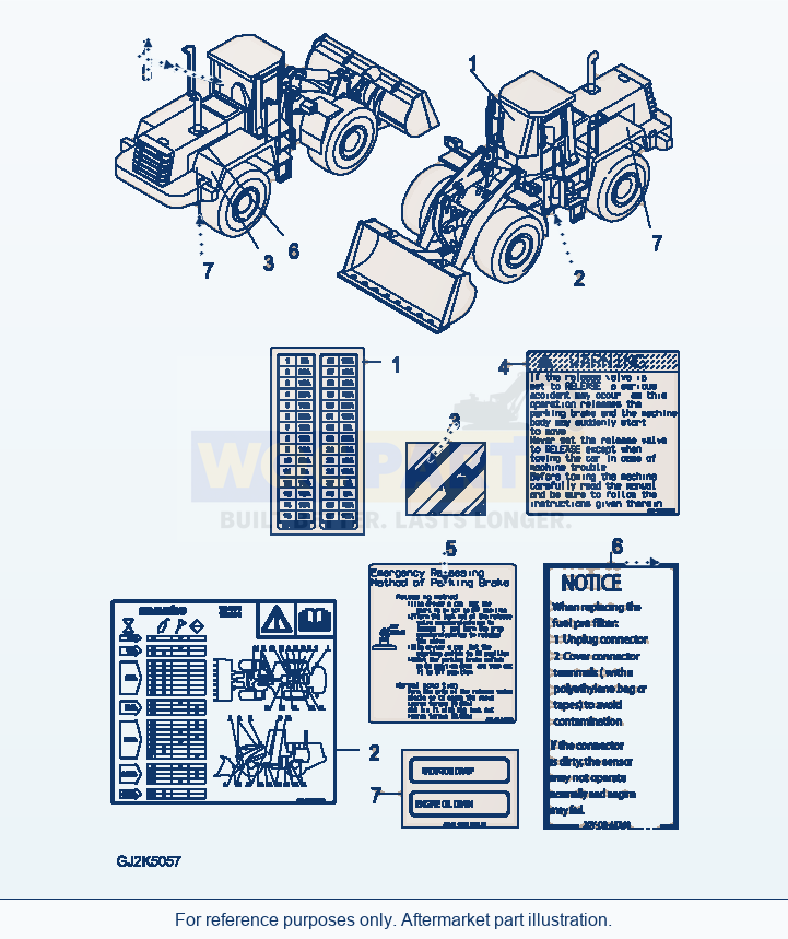 Komatsu WA470-6 U0 Marks And Plates — Decal (English) parts diagram