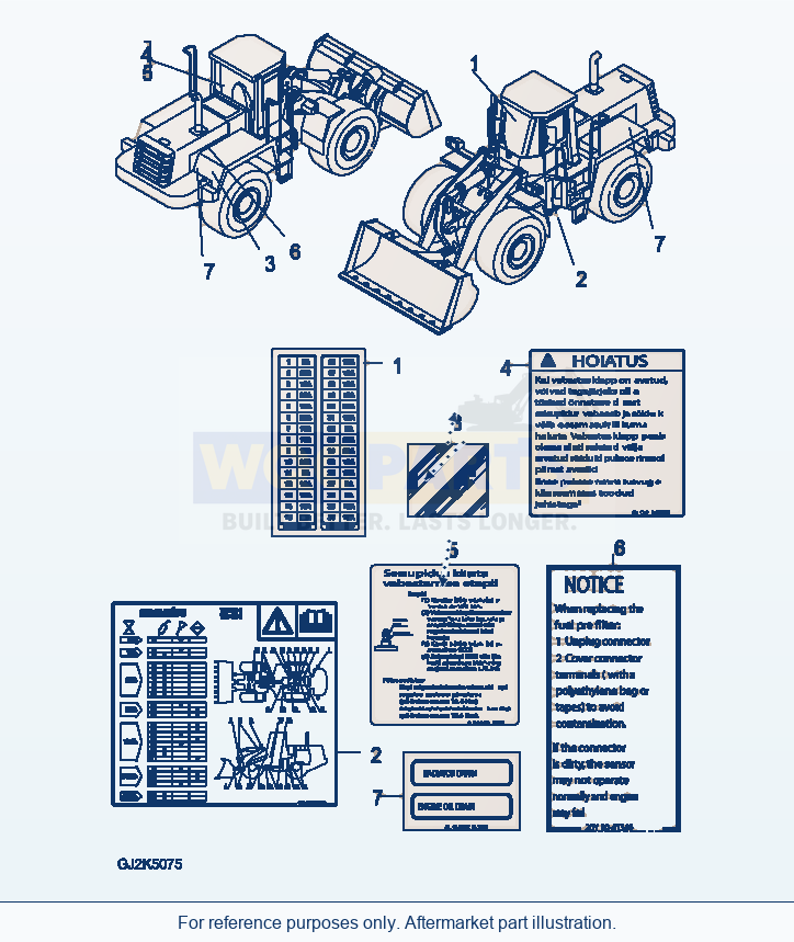 Komatsu WA470-6 U0 Marks And Plates — Decal (Estonian) parts diagram