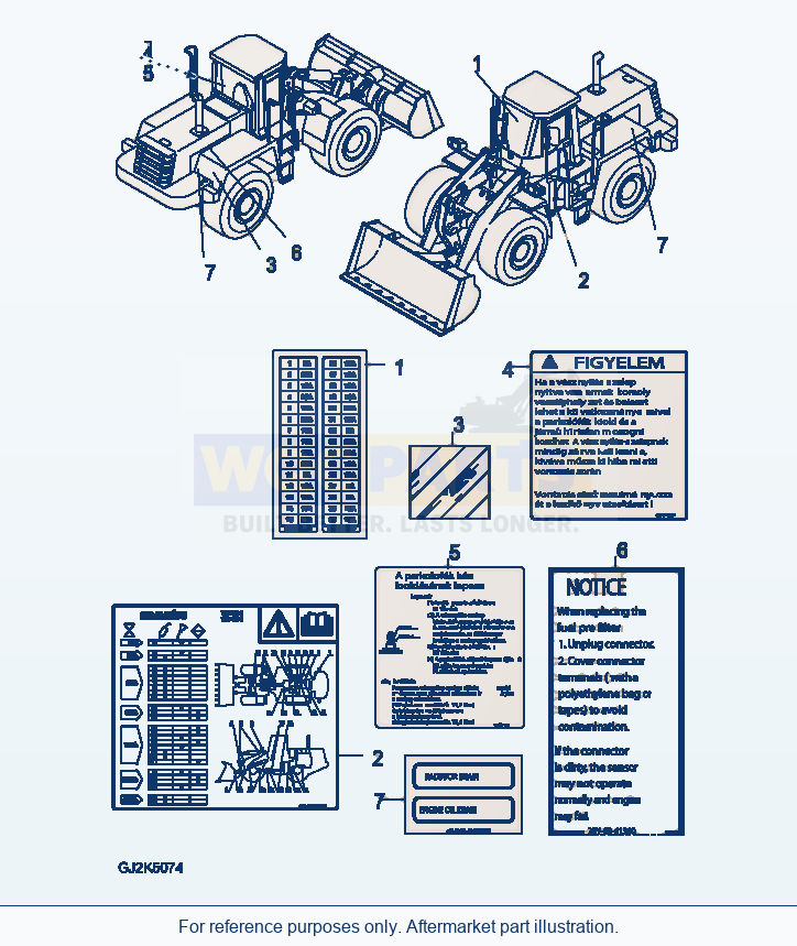 Komatsu WA470-6 U0 Marks And Plates — Decal (Hungarian) parts diagram