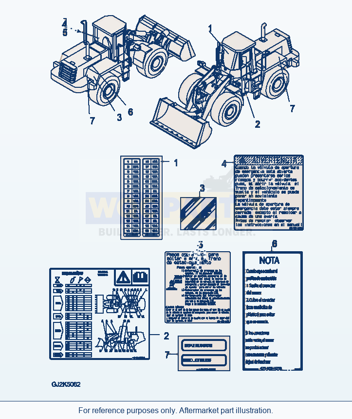 Komatsu WA470-6 U0 Marks And Plates — Decal (Spanish) parts diagram