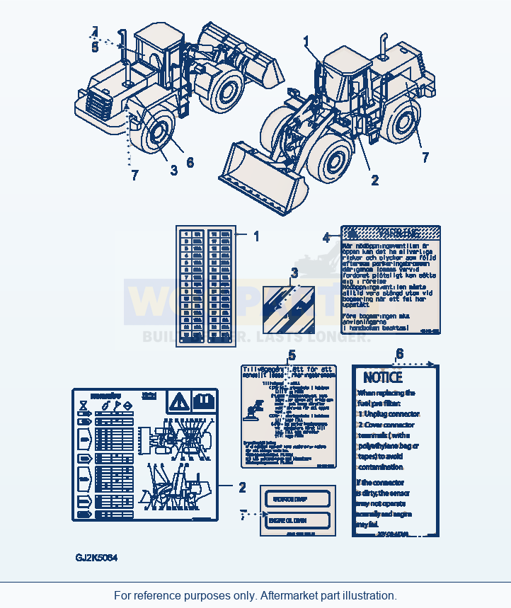 Komatsu WA470-6 U0 Marks And Plates — Decal (Swedish) parts diagram