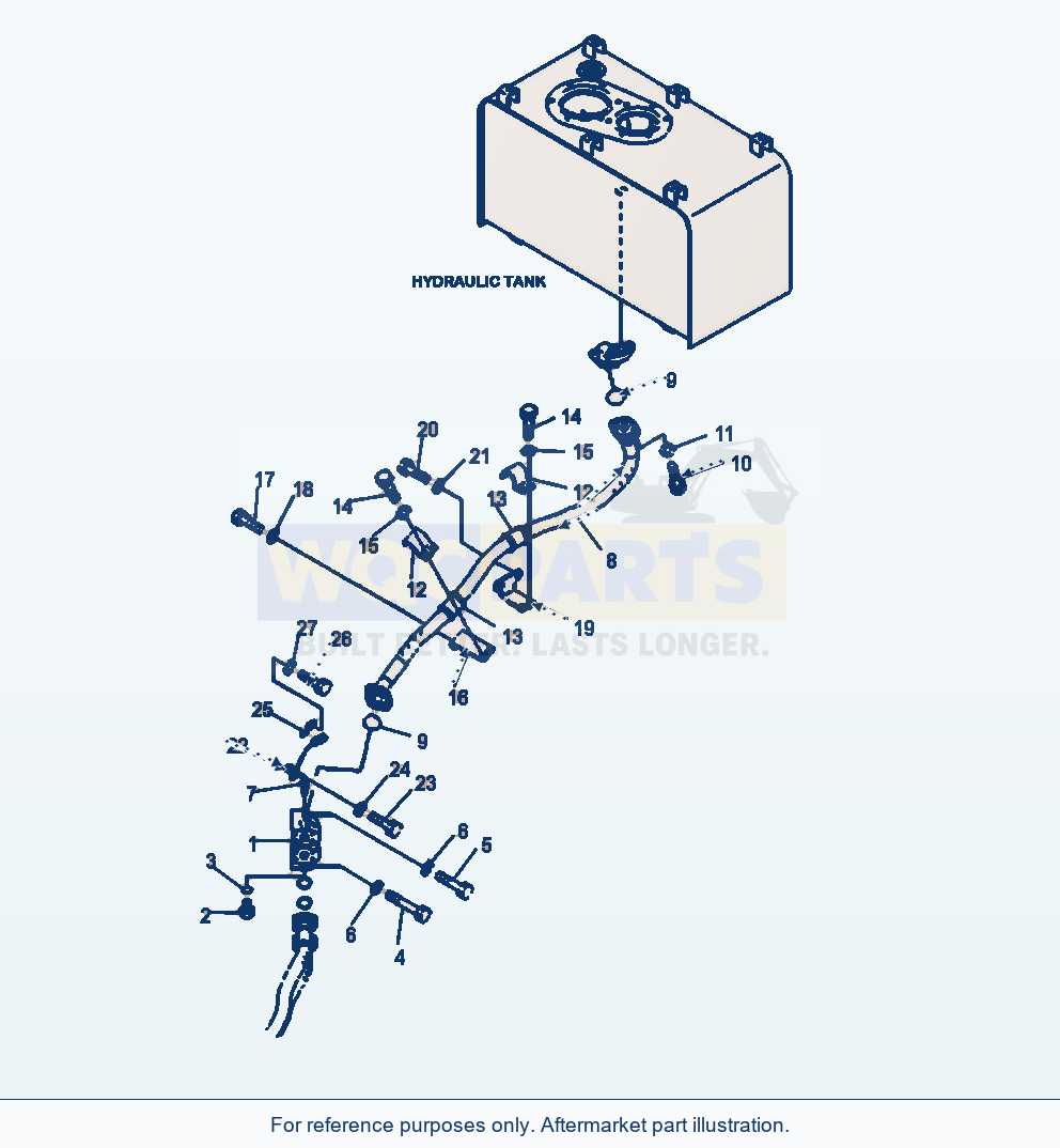 Komatsu WA470-6 Hydraulic Piping Return Line Serial A45001-UP parts diagram
