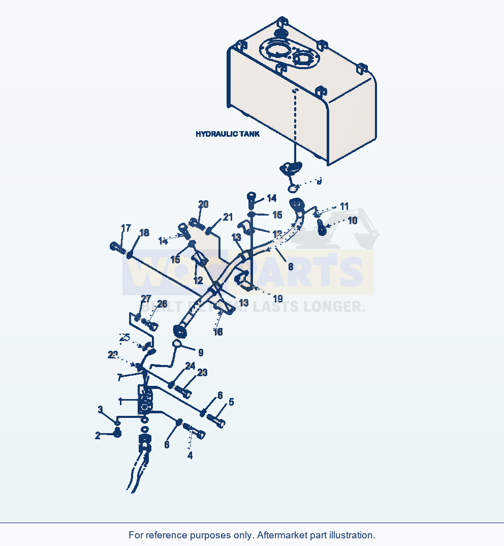 Komatsu WA470-6 Hydraulic Piping Return Line Serial A46001-UP parts diagram