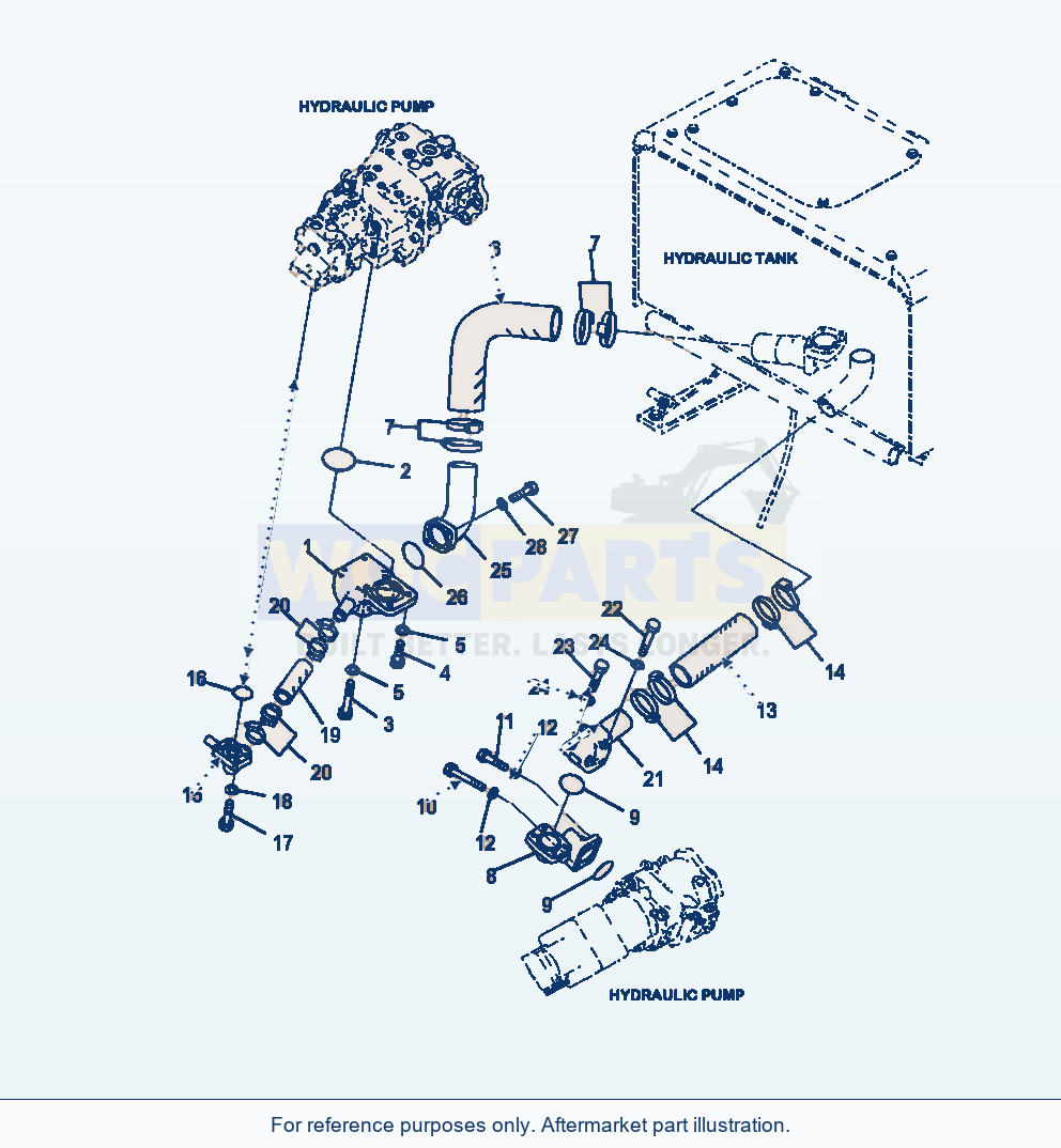 Komatsu WA470-6 Hydraulic Pump Suction Line Serial A45001-UP parts diagram
