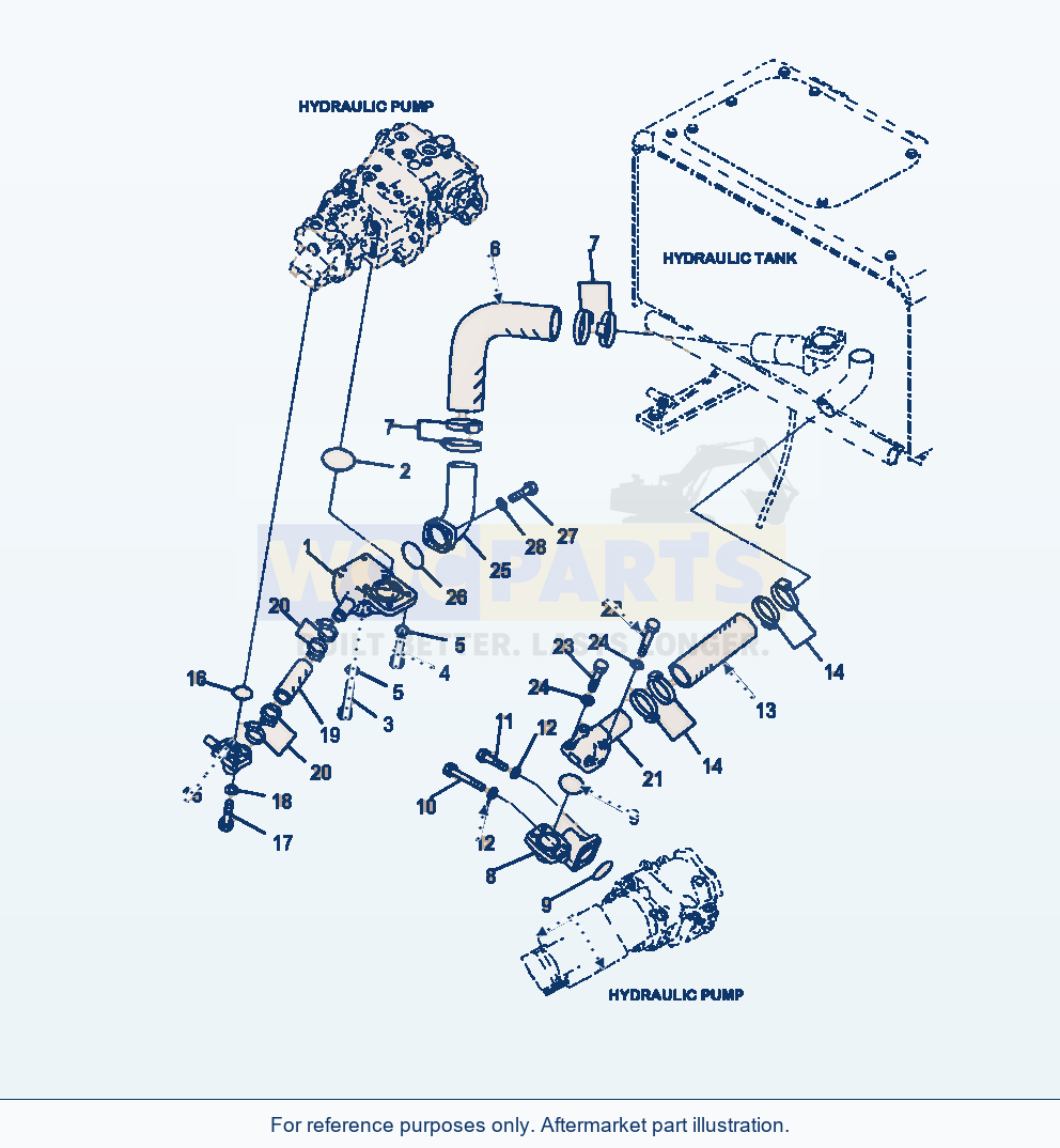 Komatsu WA470-6 Hydraulic Pump Suction Line Serial A46001-UP parts diagram