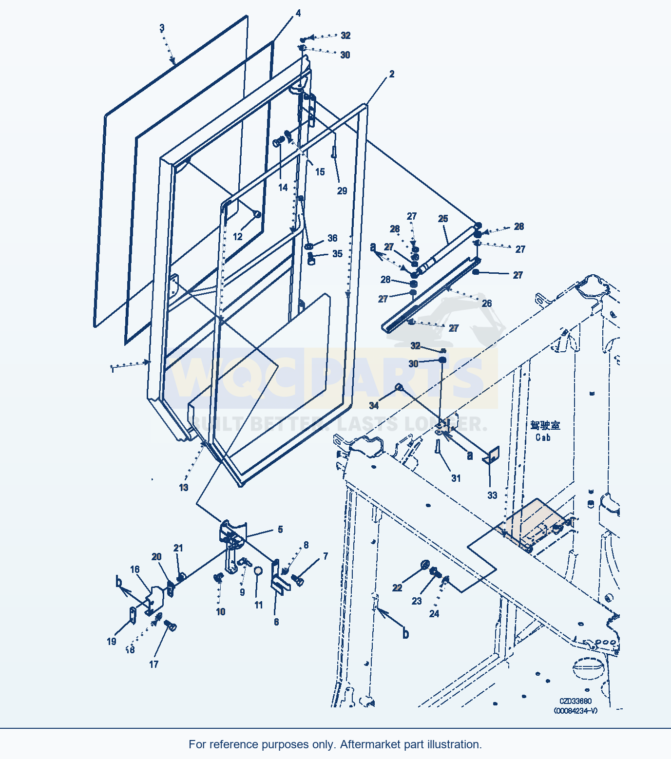 Komatsu WA470-6 Rops Cab (Monocoque) (Door R.H.) (|K00328) parts diagram