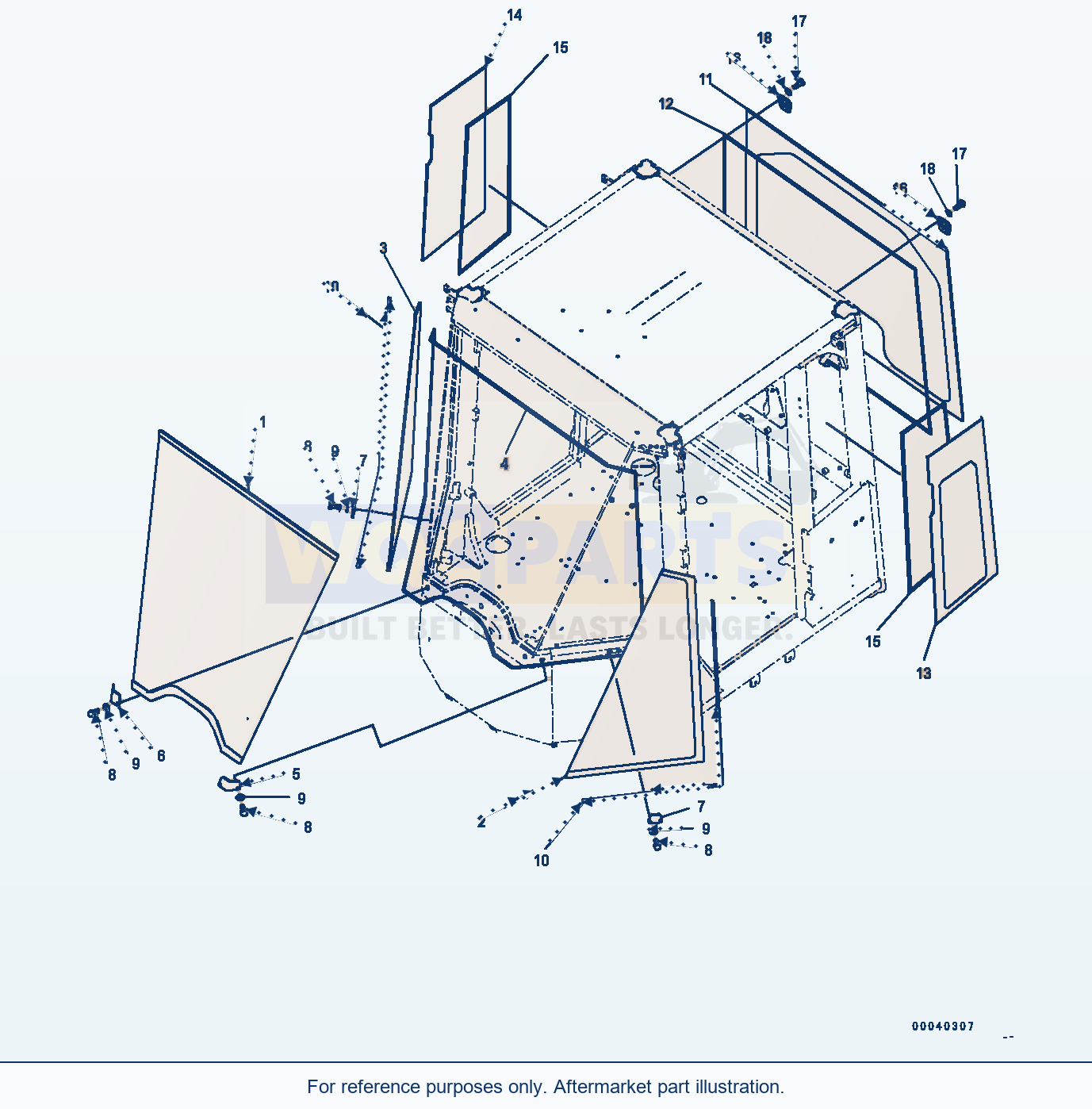 Komatsu WA470-6 Rops Cab (Monocoque) (Glass Window) (|K00330) parts diagram