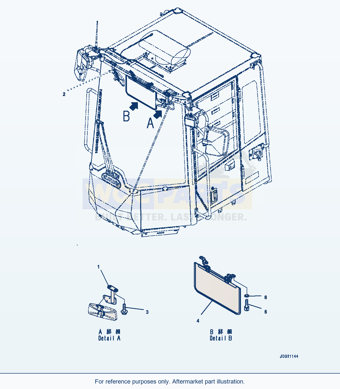 Komatsu WA470-6 Rops Cab (Monocoque) (Sunvisor) (|K00333) parts diagram