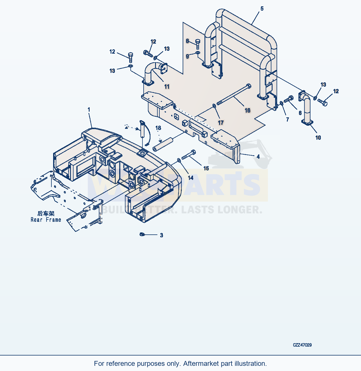 Komatsu WA470-6 Counterweight (2645Kg) (With Guard) (|M00479) parts diagram