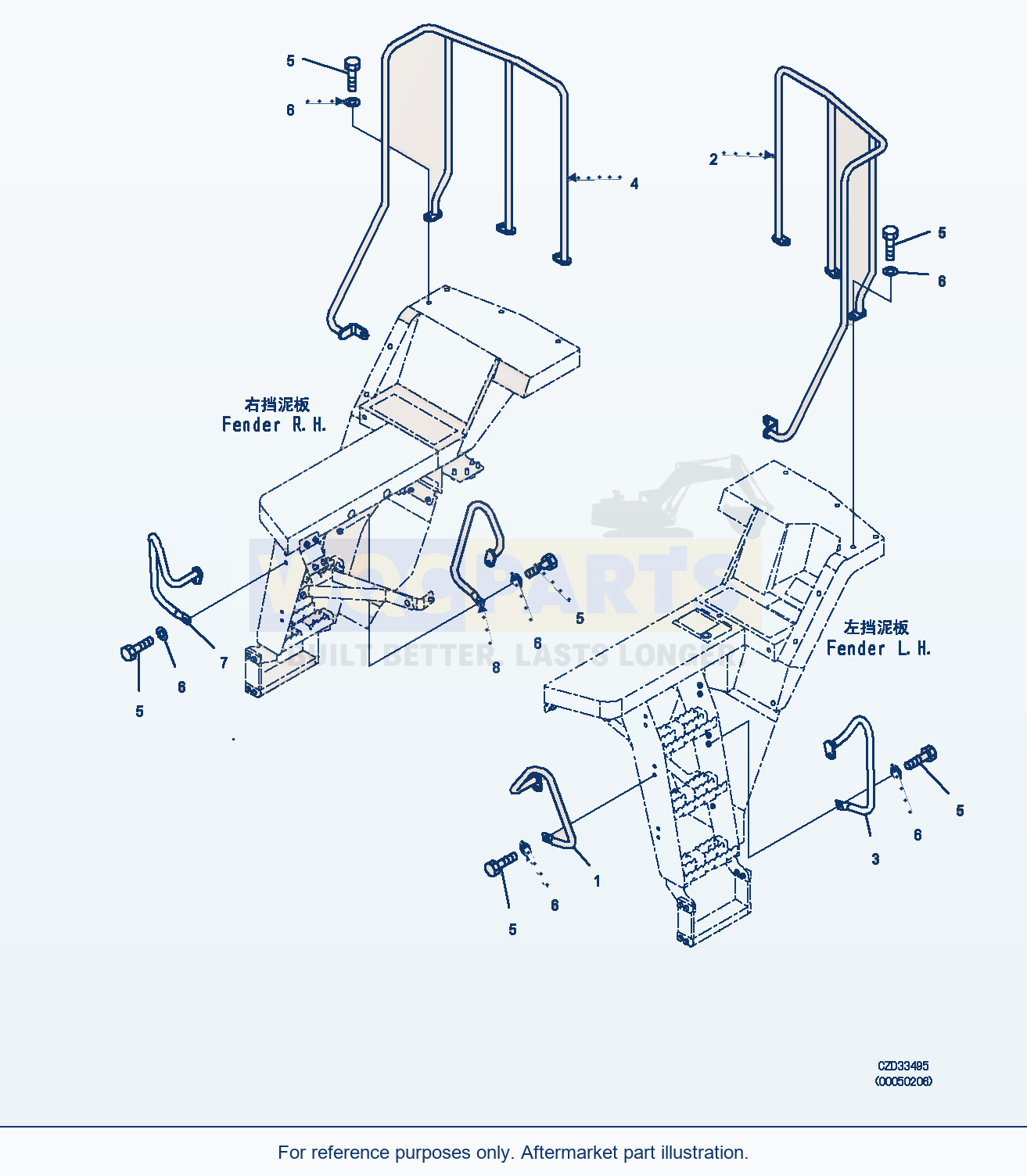 Komatsu WA470-6 Handrail (|M00471) parts diagram