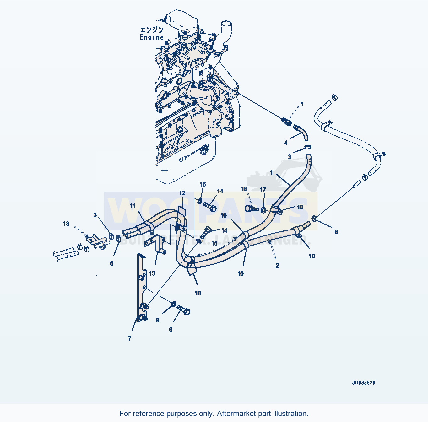 Komatsu WA470-6 Heater Piping, Front (#90216-) Serial 90216-UP parts diagram