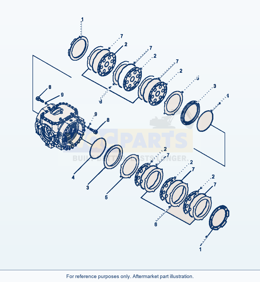 Komatsu WA470-6 Front Axle Brake Assembly Serial A45001-UP parts diagram