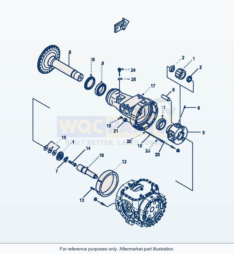 Komatsu WA470-6 Front Axle Final Drive L.H. Serial A45001-UP parts diagram