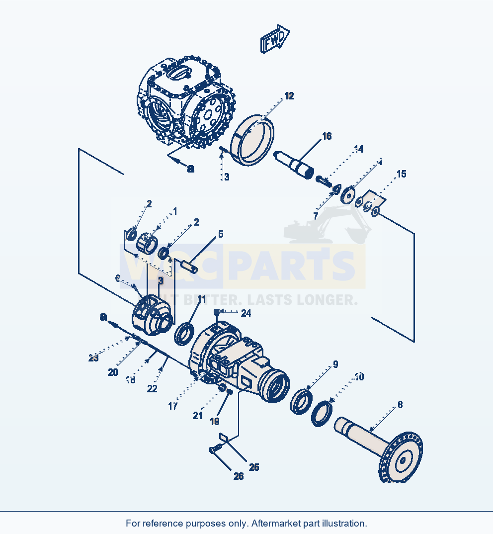 Komatsu WA470-6 Front Axle Final Drive R.H. Serial A45001-UP parts diagram