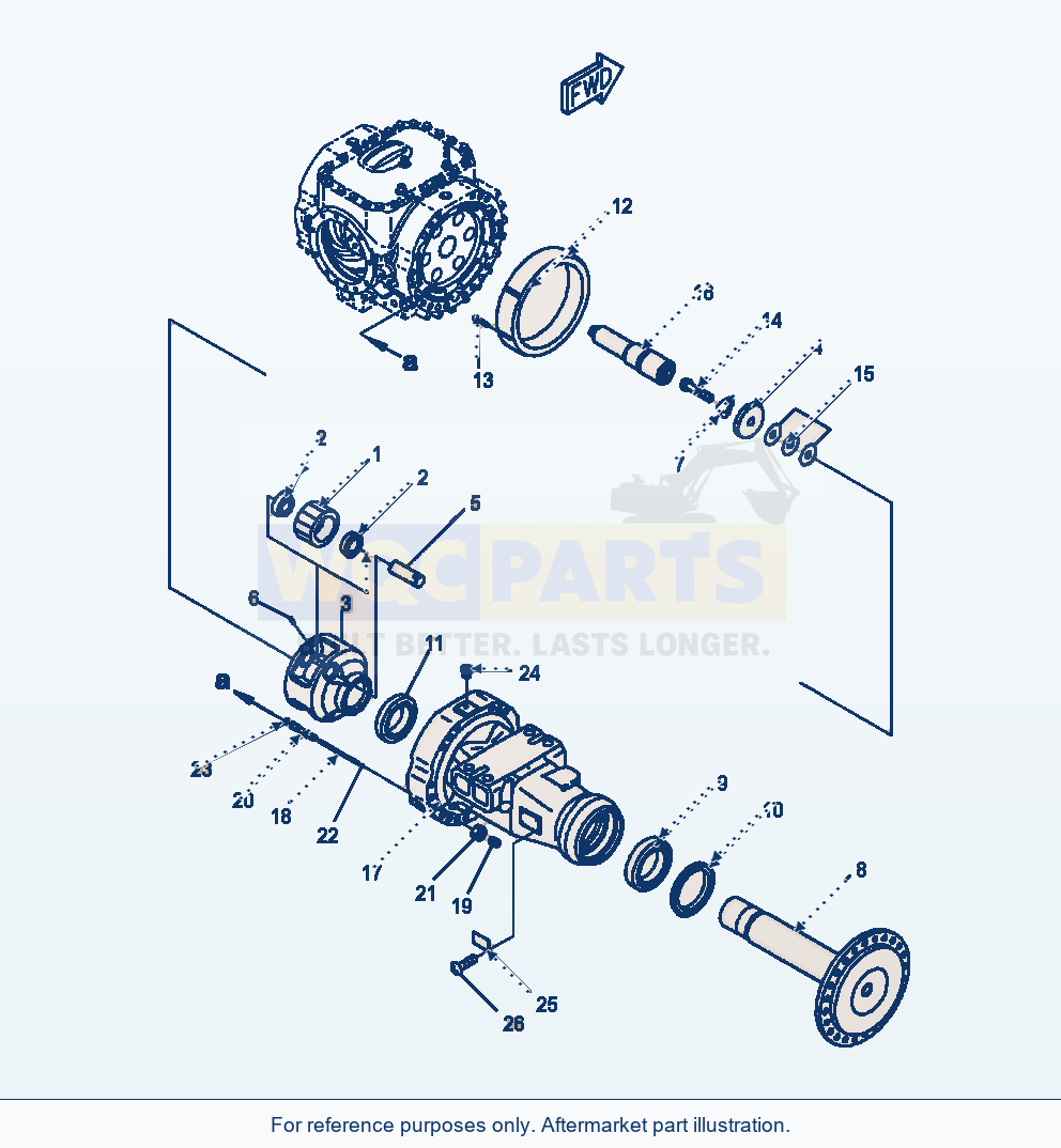 Komatsu WA470-6 Front Axle Final Drive R.H. Serial A46001-UP parts diagram