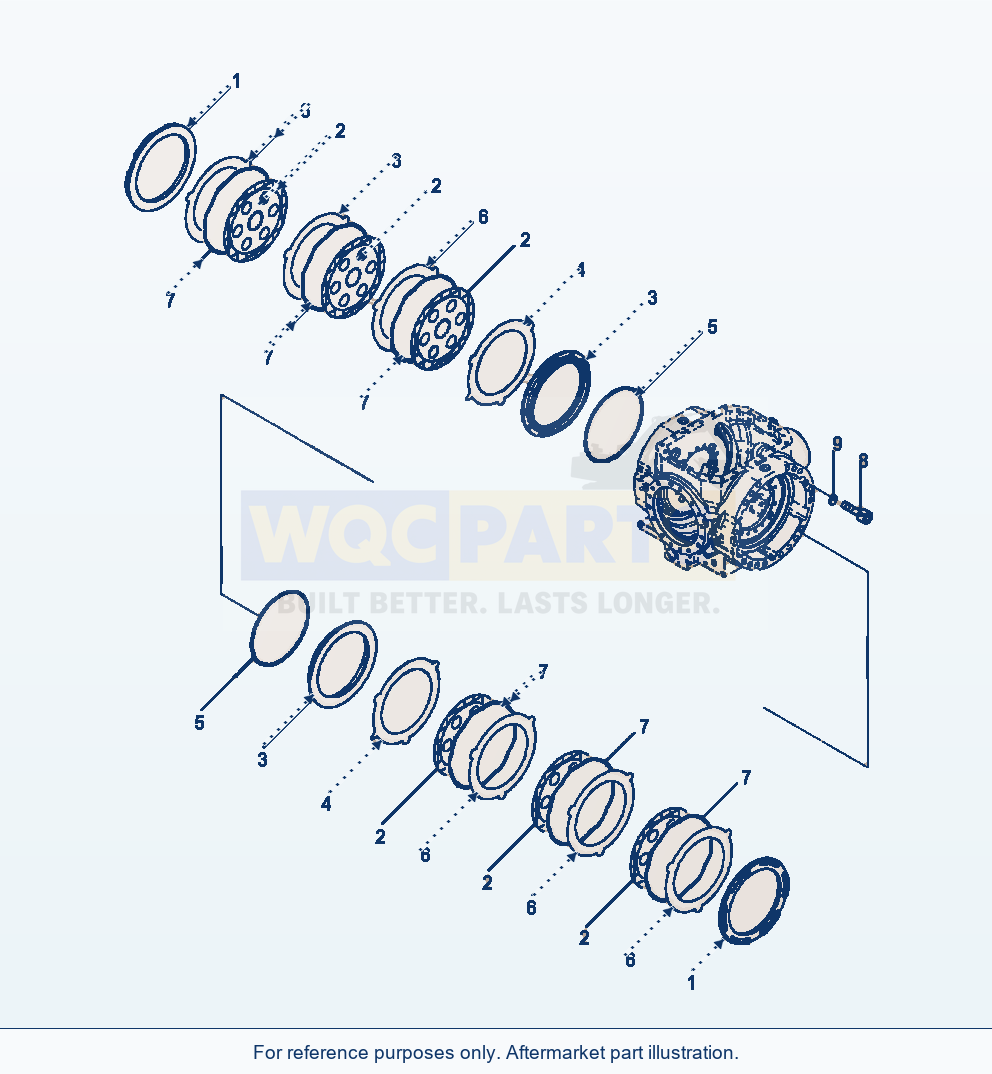 Komatsu WA470-6 Rear Axle Brake Assembly Serial A46001-UP parts diagram