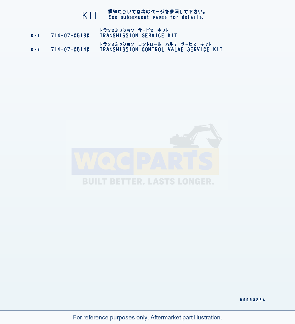 Komatsu WA470-6 Service Kit(#90001-) Serial 85001-90215 (ECOT3) parts diagram