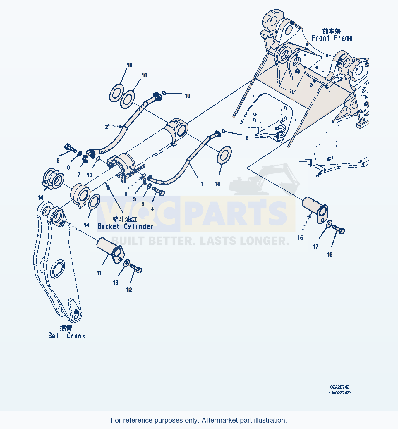 Komatsu WA470-6 Bucket Cylinder (For High Lift) (|T00521) parts diagram