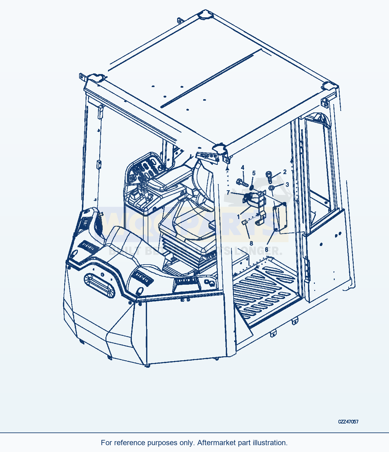 Komatsu WA470-6 Fire Extinguisher Bracket (|V00550) parts diagram