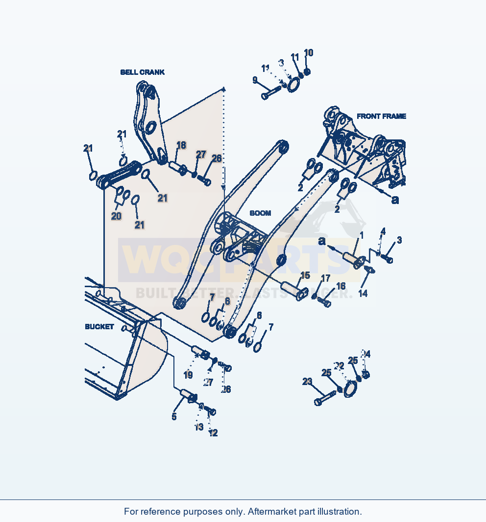 Komatsu WA470-6 Boom And Bell Crank Mounting Serial A46001-UP parts diagram