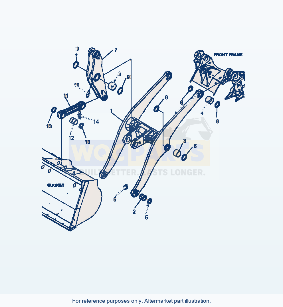 Komatsu WA470-6 High Lift Boom Boom, Bell Crank And Bucket Link parts diagram