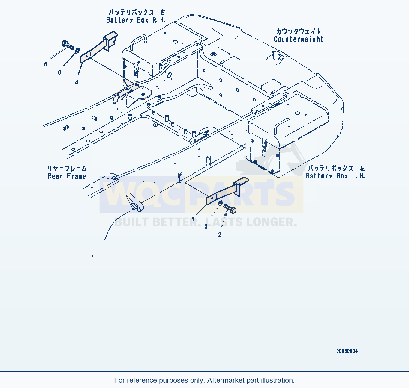 Komatsu WA470-6A Battery Box, Cover (#90047-) parts diagram
