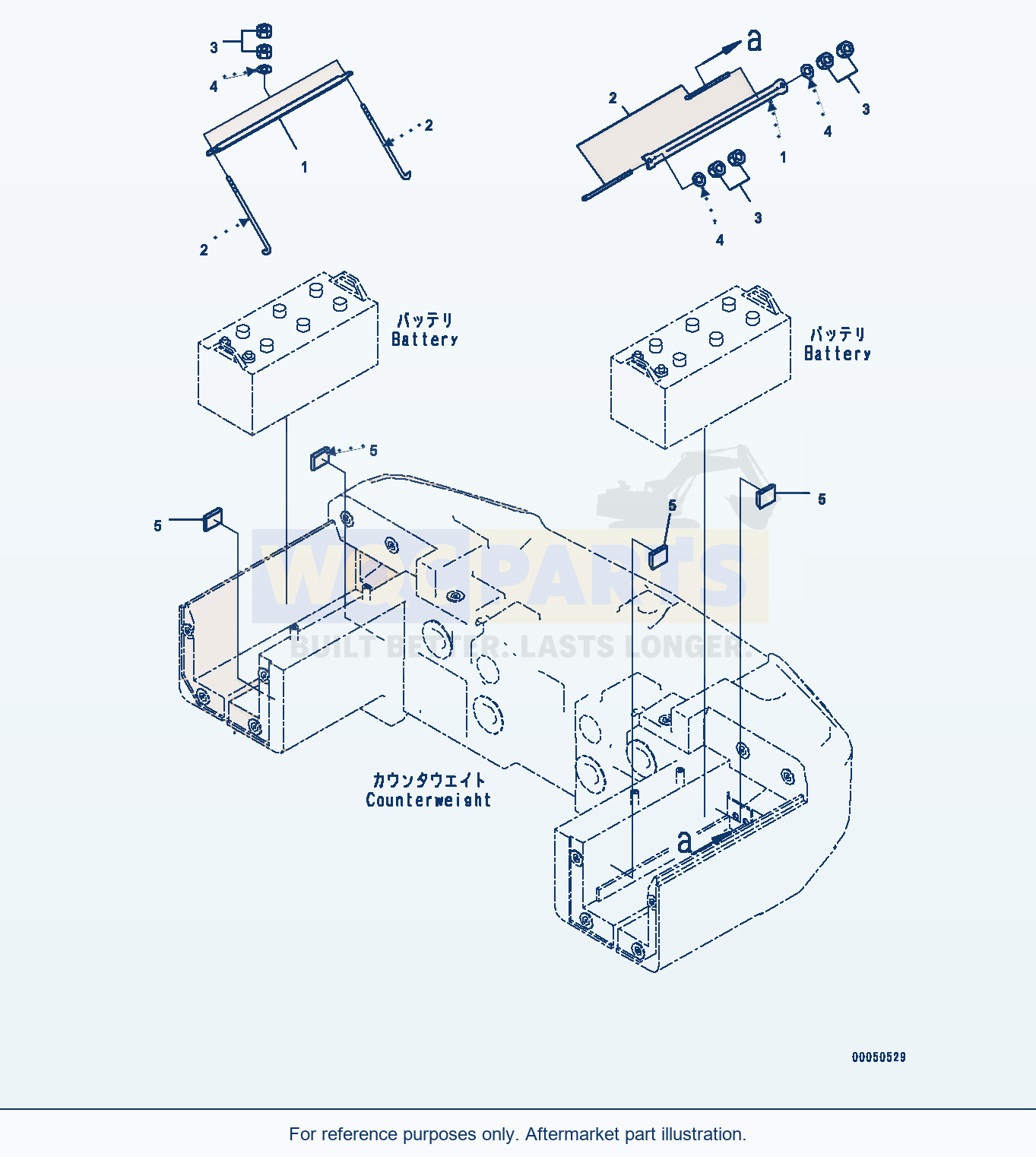 Komatsu WA470-6A Battery Box, Holder (#90047-) parts diagram
