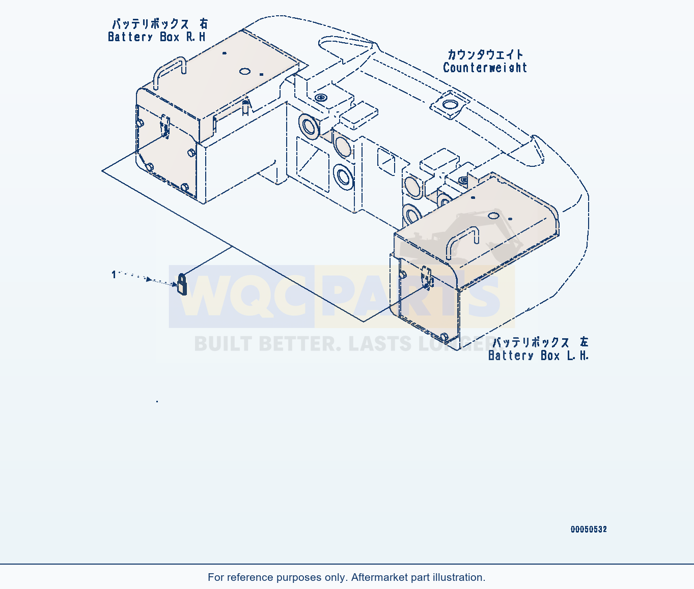Komatsu WA470-6A Battery Box, Padlock (#90047-) parts diagram