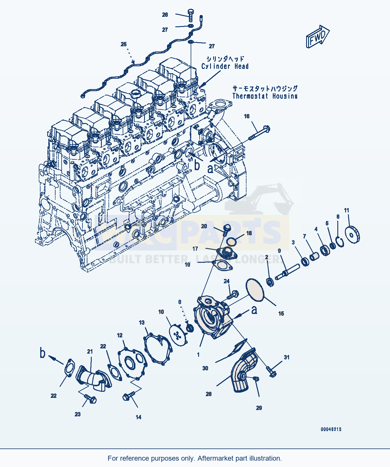 Komatsu WA470-6A Water Pump Mounting And Air Vent (#567555-) parts diagram