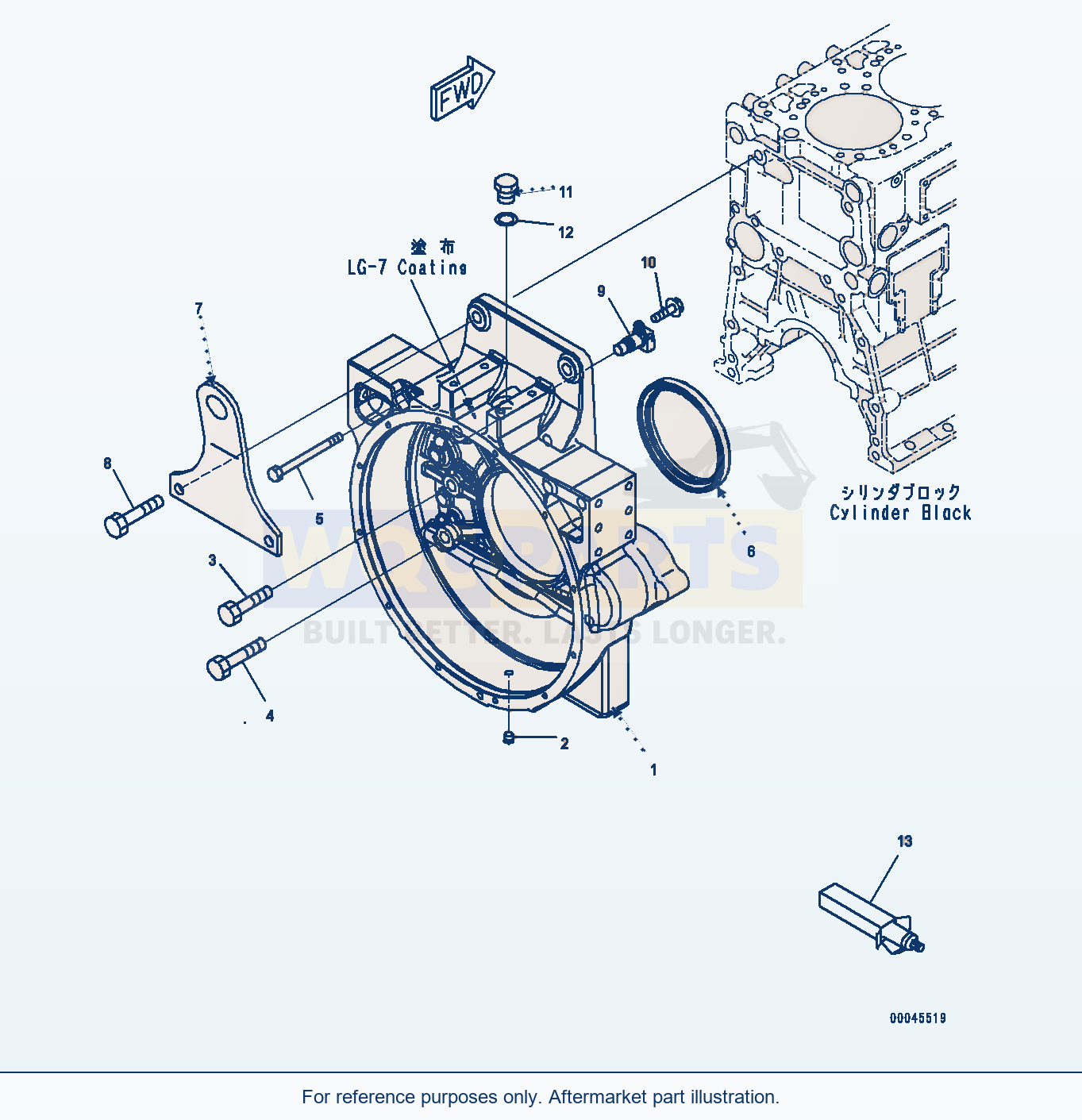Komatsu WA470-6A Flywheel Housing, (#567555-571305) parts diagram