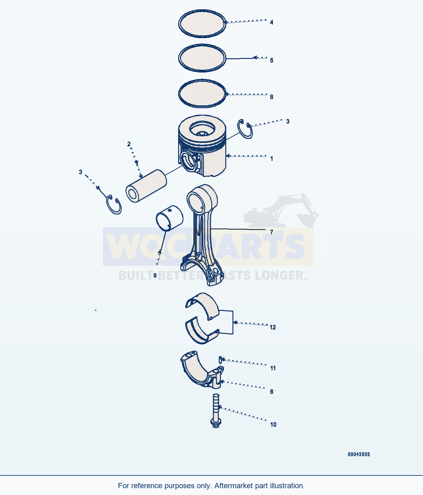 Komatsu WA470-6A Piston And Connecting Rod (#567555-) parts diagram