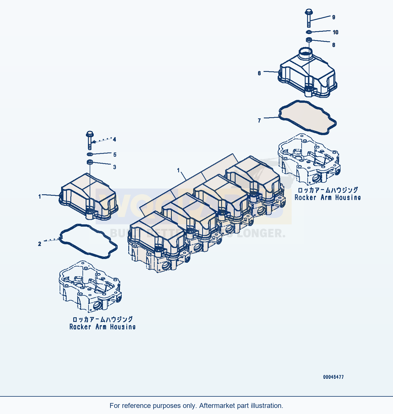 Komatsu WA470-6A Rocker Arm Housing Cover (#567555-) parts diagram