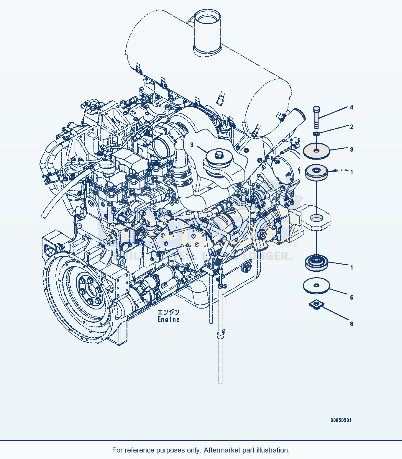 Komatsu WA470-6A Engine Mounting (#90216-) parts diagram